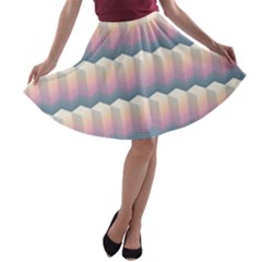 Seamless Pattern Background Block A-line Skater Skirt by HermanTelo