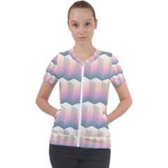 Seamless Pattern Background Block Short Sleeve Zip Up Jacket