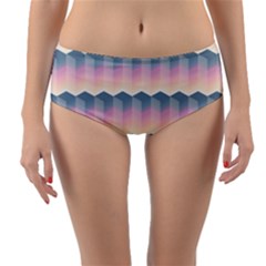 Seamless Pattern Background Block Pink Reversible Mid-waist Bikini Bottoms