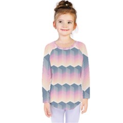 Seamless Pattern Background Block Pink Kids  Long Sleeve Tee