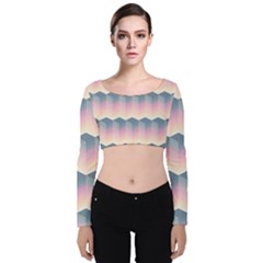 Seamless Pattern Background Block Pink Velvet Long Sleeve Crop Top