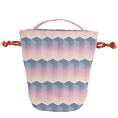 Seamless Pattern Background Block Pink Drawstring Bucket Bag