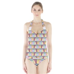 Seamless Pattern Background Abstract Halter Swimsuit