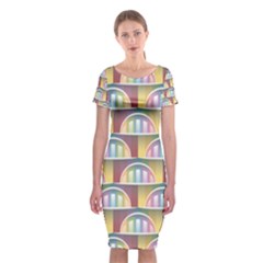 Seamless Pattern Background Abstract Classic Short Sleeve Midi Dress