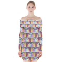 Seamless Pattern Background Abstract Long Sleeve Off Shoulder Dress