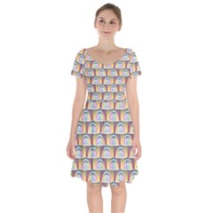 Seamless Pattern Background Abstract Short Sleeve Bardot Dress