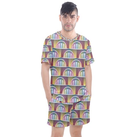 Seamless Pattern Background Abstract Men s Mesh Tee And Shorts Set by HermanTelo