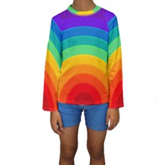 Rainbow Background Colorful Kids  Long Sleeve Swimwear