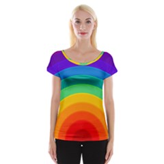 Rainbow Background Colorful Cap Sleeve Top