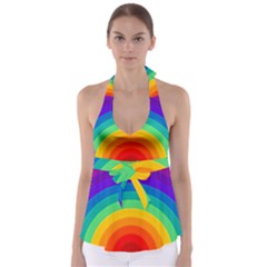 Rainbow Background Colorful Babydoll Tankini Top