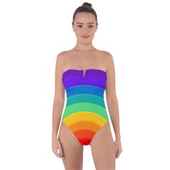 Rainbow Background Colorful Tie Back One Piece Swimsuit by HermanTelo