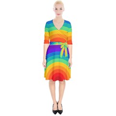 Rainbow Background Colorful Wrap Up Cocktail Dress