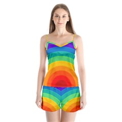 Rainbow Background Colorful Satin Pajamas Set