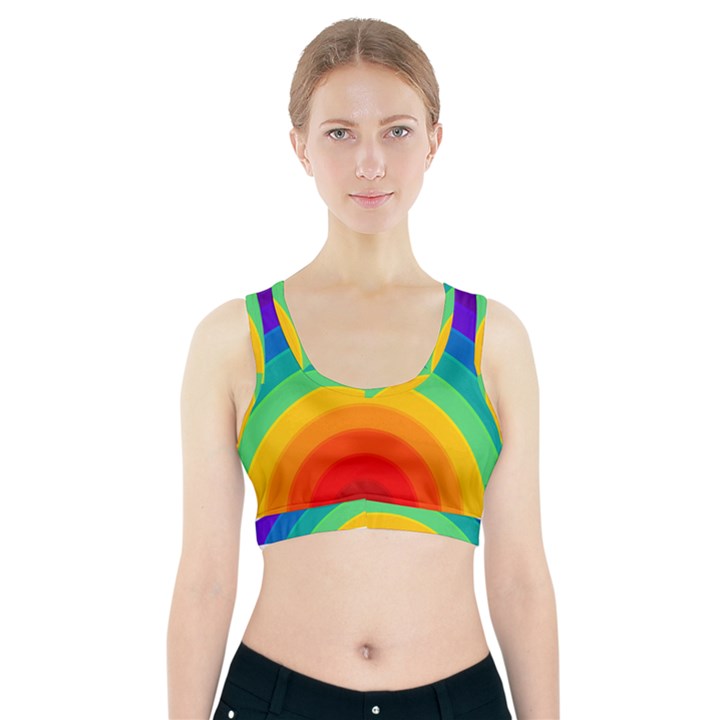 Rainbow Background Colorful Sports Bra With Pocket