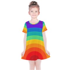 Rainbow Background Colorful Kids  Simple Cotton Dress