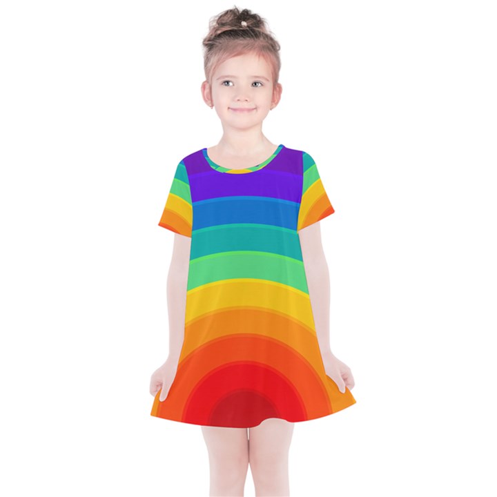 Rainbow Background Colorful Kids  Simple Cotton Dress