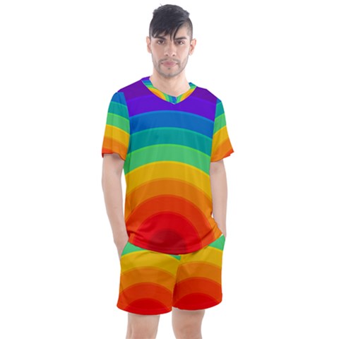 Rainbow Background Colorful Men s Mesh Tee And Shorts Set by HermanTelo