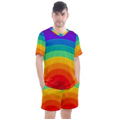 Rainbow Background Colorful Men s Mesh Tee And Shorts Set