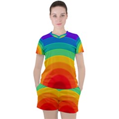 Rainbow Background Colorful Women s Tee And Shorts Set