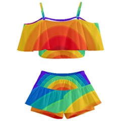 Rainbow Background Colorful Kids  Off Shoulder Skirt Bikini