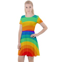 Rainbow Background Colorful Cap Sleeve Velour Dress 