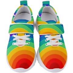 Rainbow Background Colorful Kids  Velcro Strap Shoes