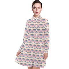 Seamless Pattern Background Cube Long Sleeve Chiffon Shirt Dress