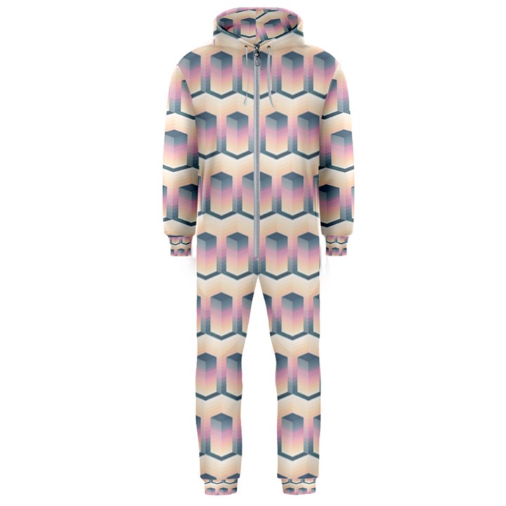 Seamless Pattern Background Cube Hooded Jumpsuit (Men) 