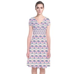 Seamless Pattern Background Cube Short Sleeve Front Wrap Dress