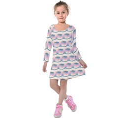 Seamless Pattern Background Cube Kids  Long Sleeve Velvet Dress