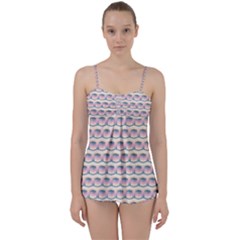 Seamless Pattern Background Cube Babydoll Tankini Set