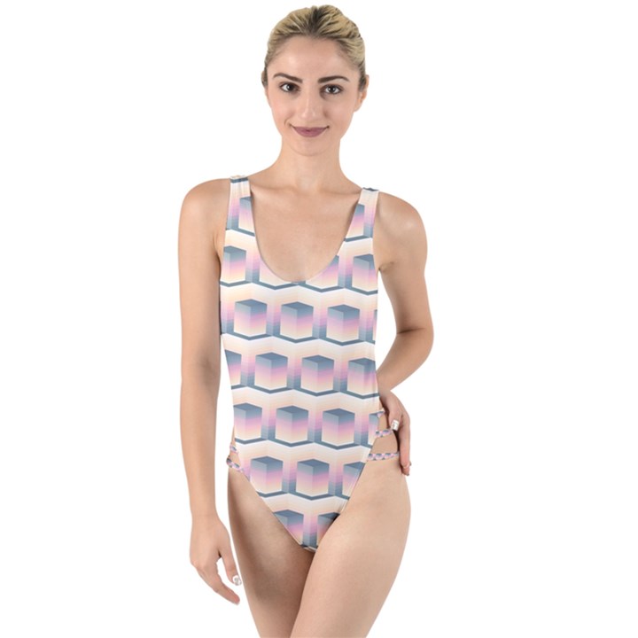 Seamless Pattern Background Cube High Leg Strappy Swimsuit