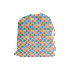 Seamless Pattern Background Abstract Rainbow Drawstring Pouch (large)