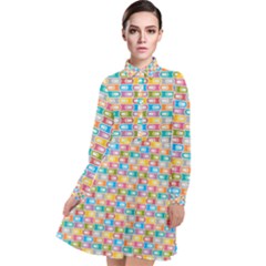 Seamless Pattern Background Abstract Rainbow Long Sleeve Chiffon Shirt Dress by HermanTelo