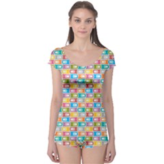 Seamless Pattern Background Abstract Rainbow Boyleg Leotard 