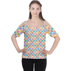 Seamless Pattern Background Abstract Rainbow Cutout Shoulder Tee