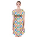 Seamless Pattern Background Abstract Rainbow Short Sleeve V-neck Flare Dress View1