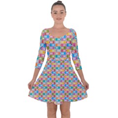 Seamless Pattern Background Abstract Rainbow Quarter Sleeve Skater Dress