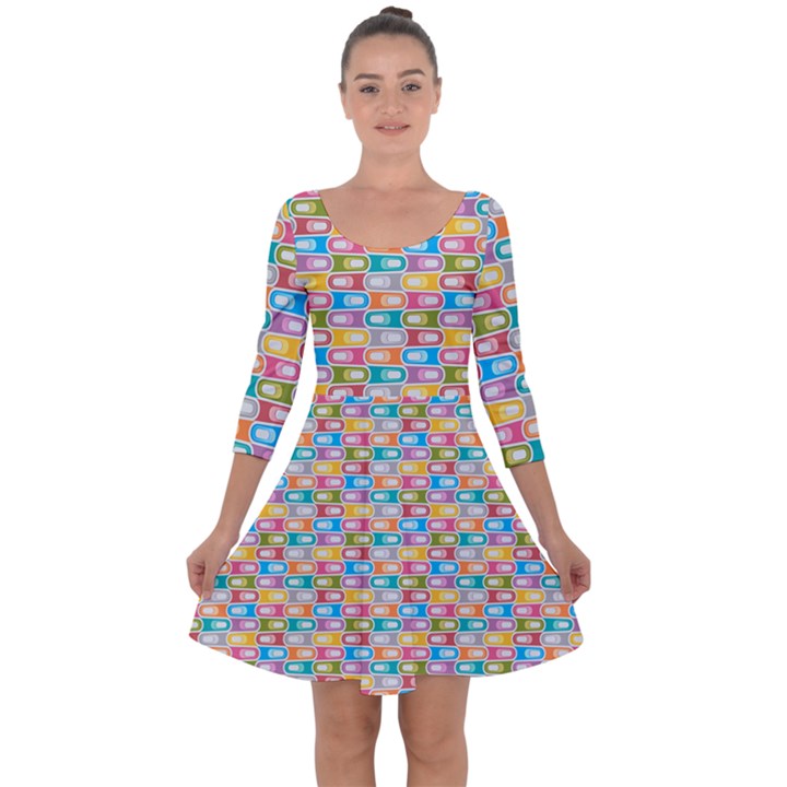 Seamless Pattern Background Abstract Rainbow Quarter Sleeve Skater Dress