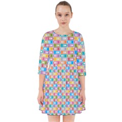 Seamless Pattern Background Abstract Rainbow Smock Dress