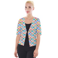 Seamless Pattern Background Abstract Rainbow Cropped Button Cardigan by HermanTelo