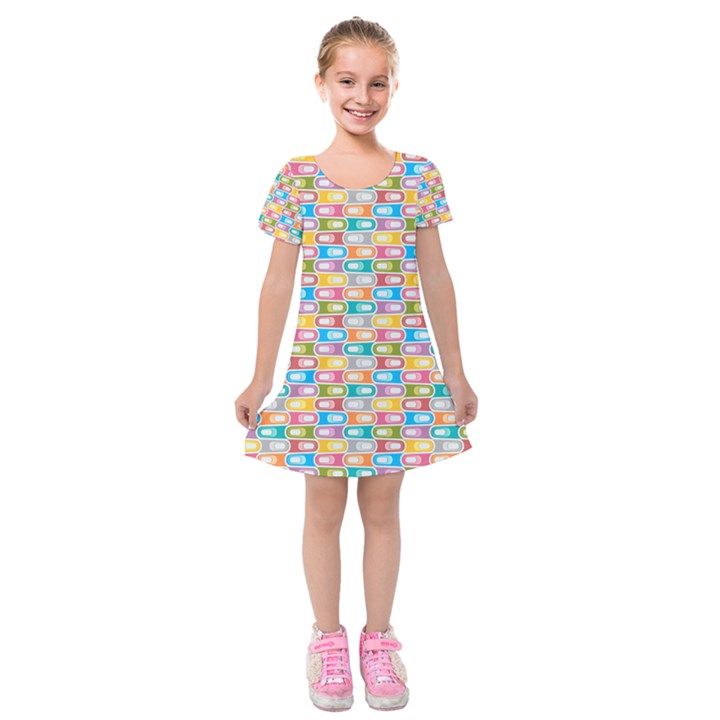 Seamless Pattern Background Abstract Rainbow Kids  Short Sleeve Velvet Dress