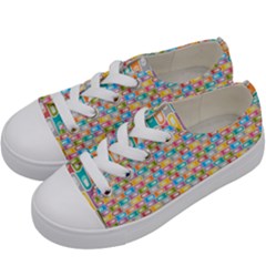 Seamless Pattern Background Abstract Rainbow Kids  Low Top Canvas Sneakers