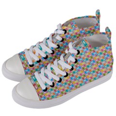 Seamless Pattern Background Abstract Rainbow Women s Mid-top Canvas Sneakers