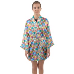 Seamless Pattern Background Abstract Rainbow Long Sleeve Kimono Robe