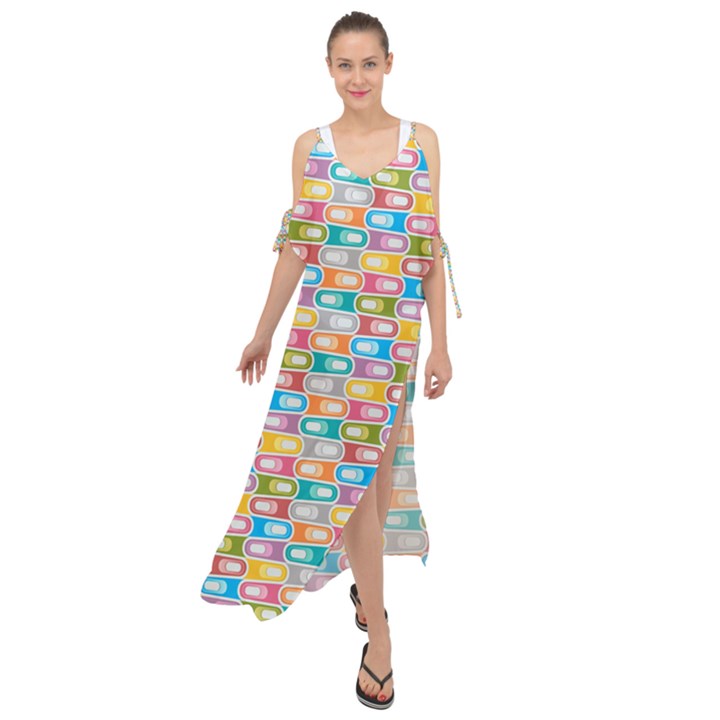 Seamless Pattern Background Abstract Rainbow Maxi Chiffon Cover Up Dress