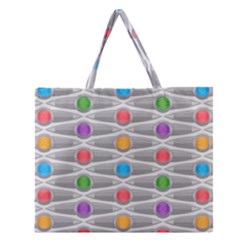 Seamless Pattern Background Abstract Circle Zipper Large Tote Bag