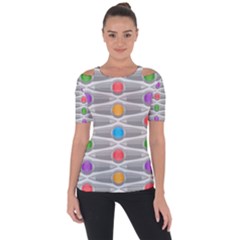 Seamless Pattern Background Abstract Circle Shoulder Cut Out Short Sleeve Top