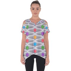 Seamless Pattern Background Abstract Circle Cut Out Side Drop Tee