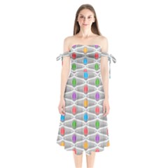 Seamless Pattern Background Abstract Circle Shoulder Tie Bardot Midi Dress by HermanTelo